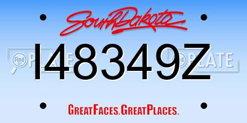 I48349Z South Dakota License Plate