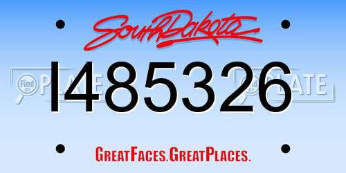 I485326 South Dakota License Plate