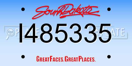 I485335 South Dakota License Plate