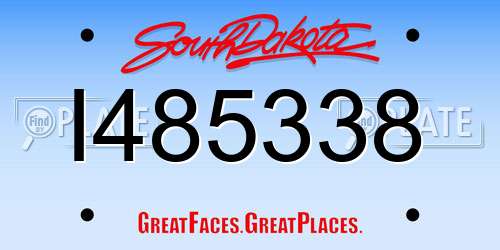 I485338 South Dakota License Plate
