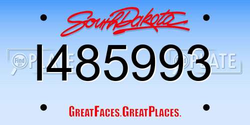 I485993 South Dakota License Plate