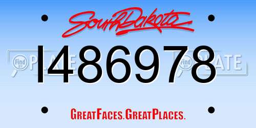 I486978 South Dakota License Plate
