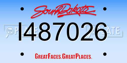 I487026 South Dakota License Plate
