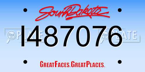 I487076 South Dakota License Plate