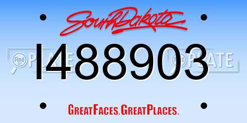I488903 South Dakota License Plate
