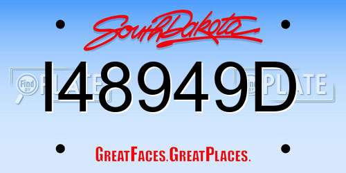 I48949D South Dakota License Plate