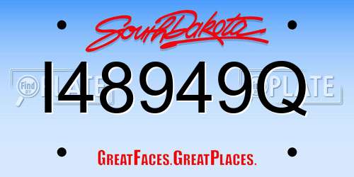 I48949Q South Dakota License Plate