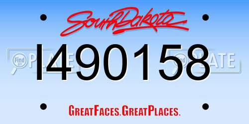 I490158 South Dakota License Plate