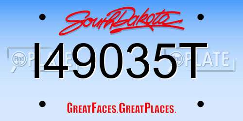 I49035T South Dakota License Plate