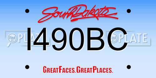 I490BC South Dakota License Plate