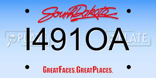 I491OA South Dakota License Plate