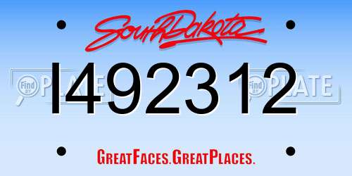 I492312 South Dakota License Plate