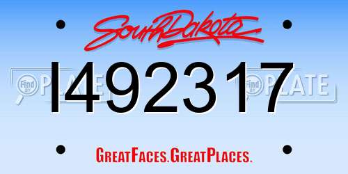 I492317 South Dakota License Plate