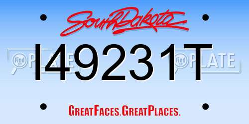 I49231T South Dakota License Plate