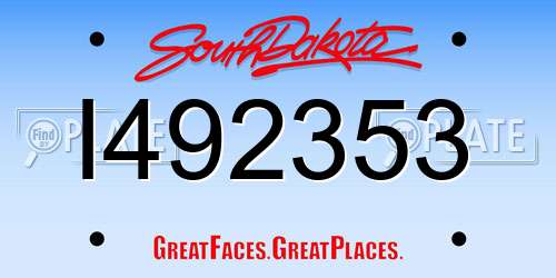 I492353 South Dakota License Plate