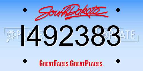 I492383 South Dakota License Plate