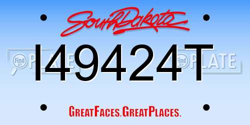 I49424T South Dakota License Plate