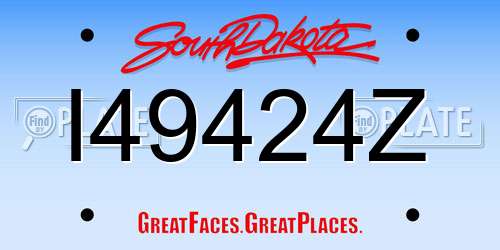 I49424Z South Dakota License Plate