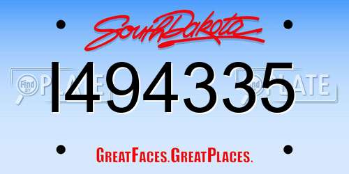 I494335 South Dakota License Plate