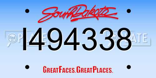 I494338 South Dakota License Plate