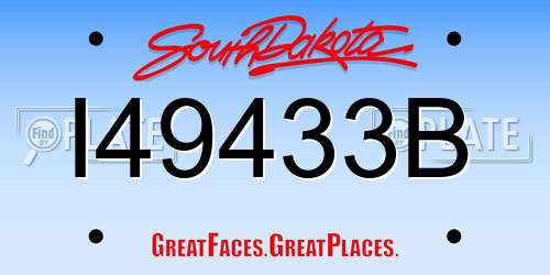 I49433B South Dakota License Plate