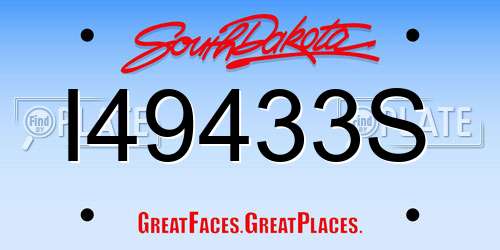 I49433S South Dakota License Plate
