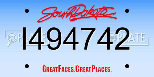 I494742 South Dakota License Plate