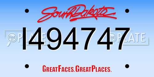 I494747 South Dakota License Plate