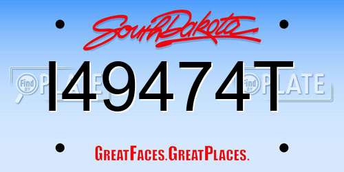 I49474T South Dakota License Plate