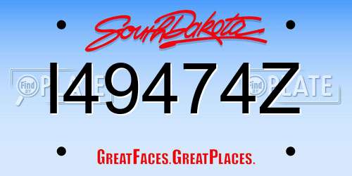 I49474Z South Dakota License Plate