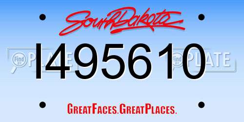 I495610 South Dakota License Plate