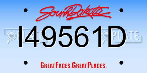I49561D South Dakota License Plate