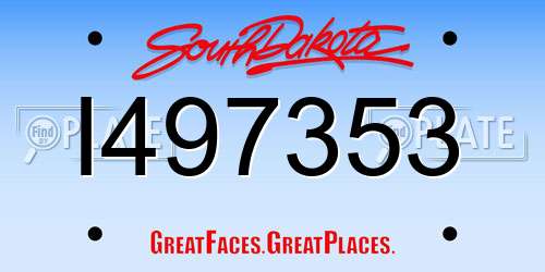 I497353 South Dakota License Plate