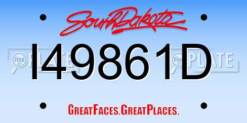 I49861D South Dakota License Plate
