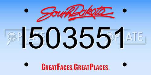 I503551 South Dakota License Plate