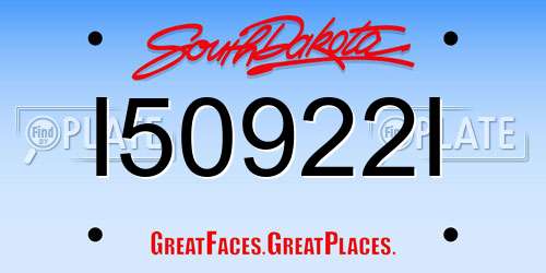 I50922I South Dakota License Plate