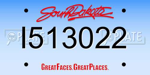 I513022 South Dakota License Plate
