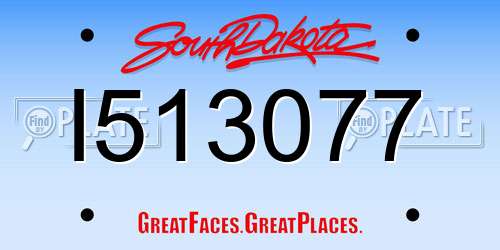 I513077 South Dakota License Plate