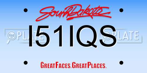 I51IQS South Dakota License Plate