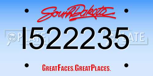I522235 South Dakota License Plate