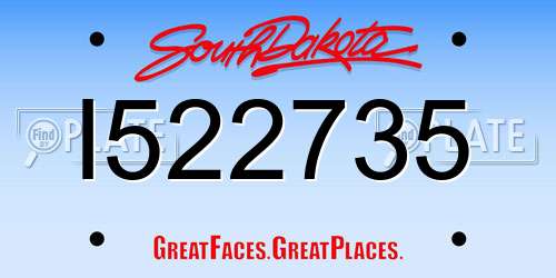 I522735 South Dakota License Plate