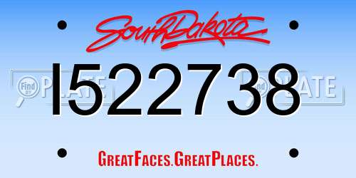 I522738 South Dakota License Plate