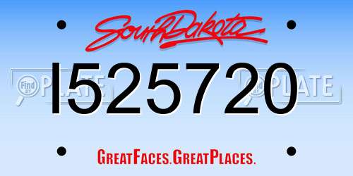 I525720 South Dakota License Plate