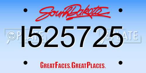 I525725 South Dakota License Plate