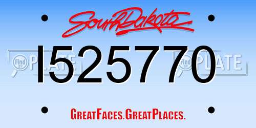 I525770 South Dakota License Plate