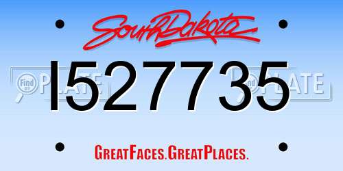 I527735 South Dakota License Plate