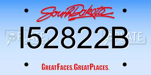 I52822B South Dakota License Plate