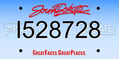 I528728 South Dakota License Plate