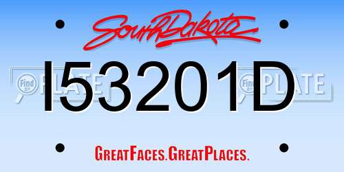 I53201D South Dakota License Plate