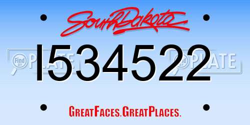 I534522 South Dakota License Plate